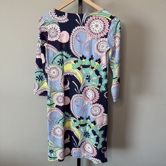 Talbots NWOT Jersey Shift Dress Multicolor 3/4 Sleeves Paisley Print Size XS - Picture 4 of 6